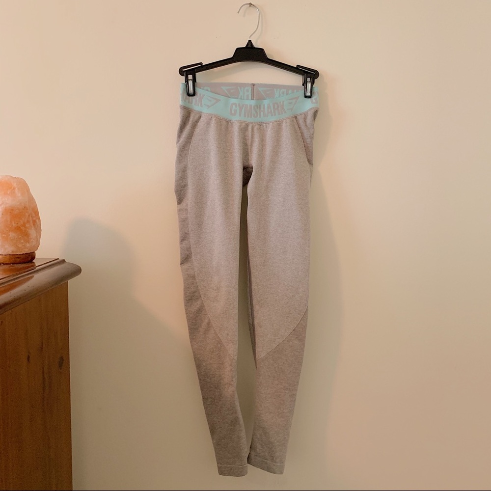 GYMSHARK Grey and Turquoise Flex Legging